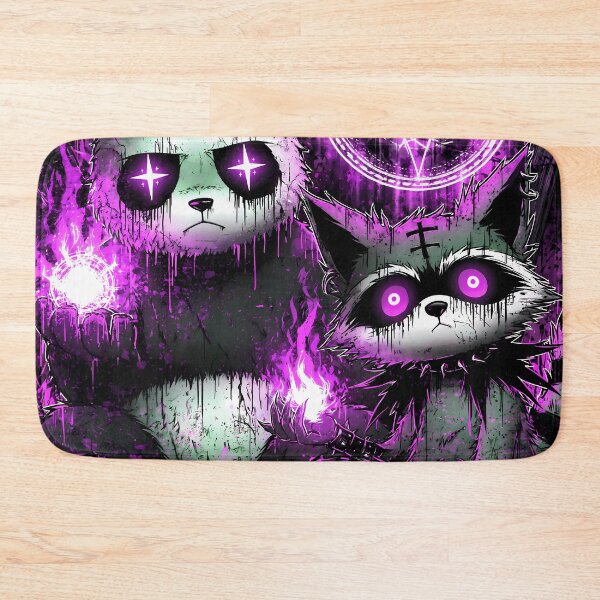 Item preview, Occult Panda Raccoon Dark Gothic Glitch Art with Purple Flames and Pentagram designed and sold by DonaldWaltersxx.
