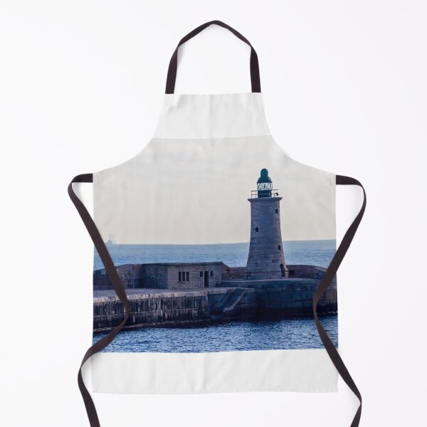 Item preview, Solitary Lighthouse on Stone Breakwater Overlooking Calm Blue Sea at Harbor Entrance With Distant Ship designed and sold by Nmallia.