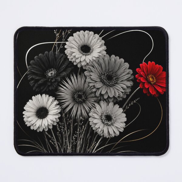 Item preview, Red Accent Daisy Floral on Black designed and sold by ArtbyValks.