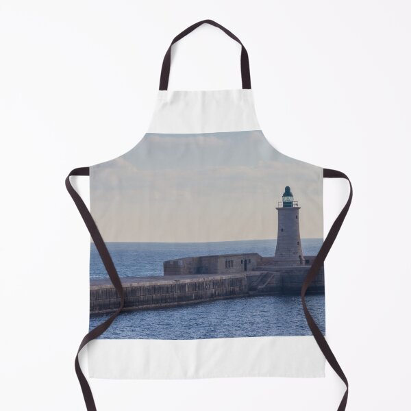 Item preview, Solitary Lighthouse on Stone Breakwater Overlooking Calm Blue Sea at Harbor Entrance With Distant Ship designed and sold by Nmallia.