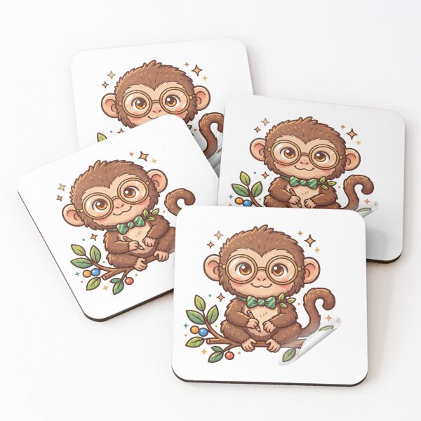 Item preview, Cute Monkey With Glasses Writing On Paper designed and sold by Hafcishop.