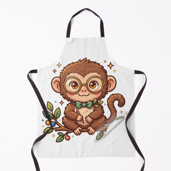 Item preview, Cute Monkey With Glasses Writing On Paper designed and sold by Hafcishop.