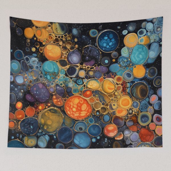 Item preview, Vibrant Golden Outlined Cosmic Cell Art designed and sold by LuminousFoundry.