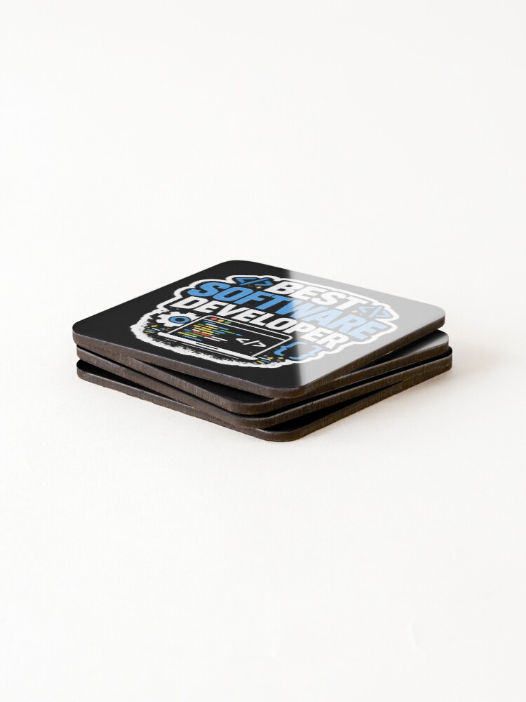 Thumbnail 4 of 5, Coasters (Set of 4), Best Software Developer Computer Programmer Coding designed and sold by novadawy.