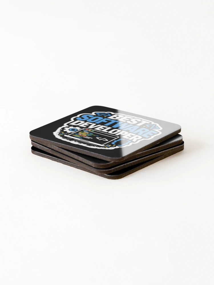 Thumbnail 4 of 5, Coasters (Set of 4), Best Software Developer Computer Programmer Coding designed and sold by novadawy.