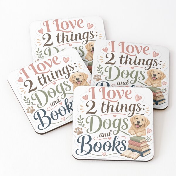 Item preview, I Love 2 Things: Dogs and Books Cute Aesthetic  designed and sold by DrakeDogShop.