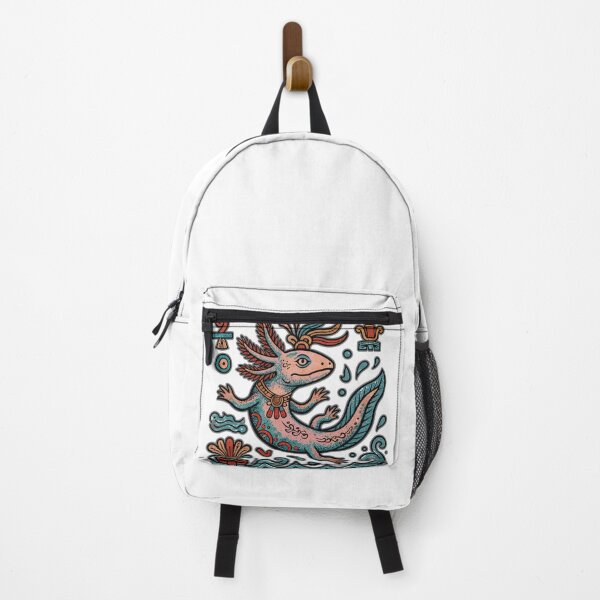 Item preview, Aztec axolotl Xolotl god engraved tribal pattern pink and blue mexican salamander eroded vintage style, white - HD ONLINE STORE designed and sold by bard-art.