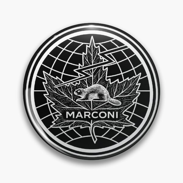 Item preview, Black and White Marconi Radio Crest with Lightning Bolt, Globe Grid, and Canadian Maple Leaf designed and sold by Analog Aura .
