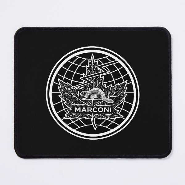 Item preview, Black and White Marconi Radio Crest with Lightning Bolt, Globe Grid, and Canadian Maple Leaf designed and sold by Analog Aura .