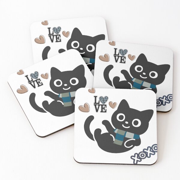 Item preview, Cute Black Cat Love - Kawaii Kitten Illustration designed and sold by Heartbeat Studio by Yederlin.