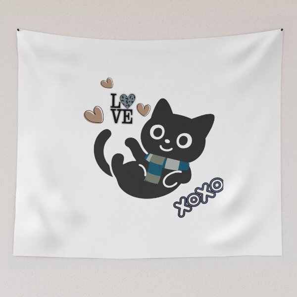 Item preview, Cute Black Cat Love - Kawaii Kitten Illustration designed and sold by Heartbeat Studio by Yederlin.