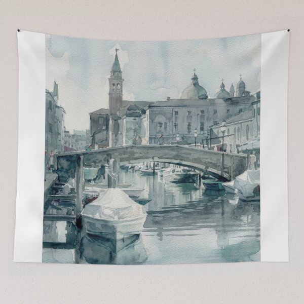 Item preview, Chioggia Venice Canal Watercolor Scene designed and sold by caracatita75.