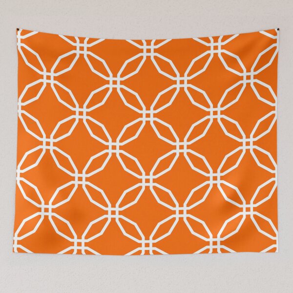 Item preview, Safety orange & white interconnected shapes designed and sold by Mint + Midnight.