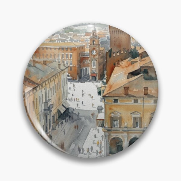 Item preview, A view from Este Castle in Ferrara Italy - Aerial Watercolor designed and sold by caracatita75.