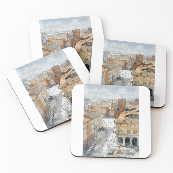 Item preview, A view from Este Castle in Ferrara Italy - Aerial Watercolor designed and sold by caracatita75.