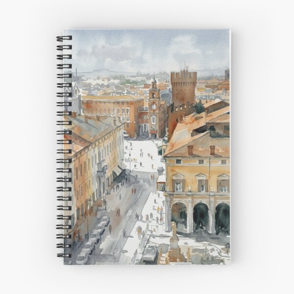 Item preview, A view from Este Castle in Ferrara Italy - Aerial Watercolor designed and sold by caracatita75.