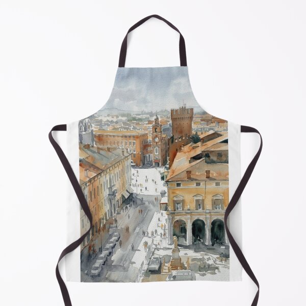 Item preview, A view from Este Castle in Ferrara Italy - Aerial Watercolor designed and sold by caracatita75.