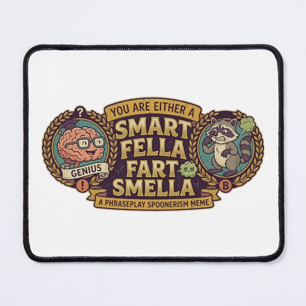 Item preview, Smart Fella vs Fart Smella | Funny Spoonerism Meme Retro Badge designed and sold by Wear Sculpt.