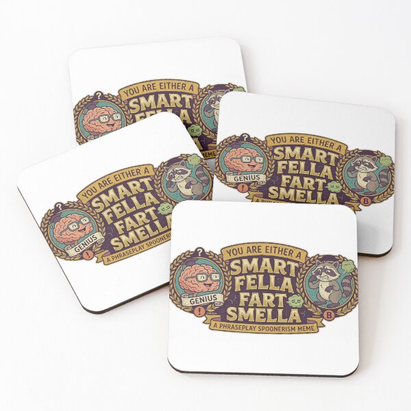 Item preview, Smart Fella vs Fart Smella | Funny Spoonerism Meme Retro Badge designed and sold by Wear Sculpt.