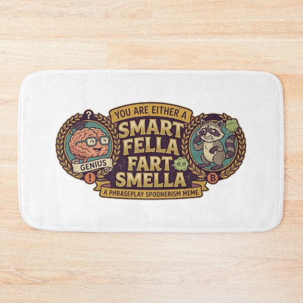 Item preview, Smart Fella vs Fart Smella | Funny Spoonerism Meme Retro Badge designed and sold by Wear Sculpt.