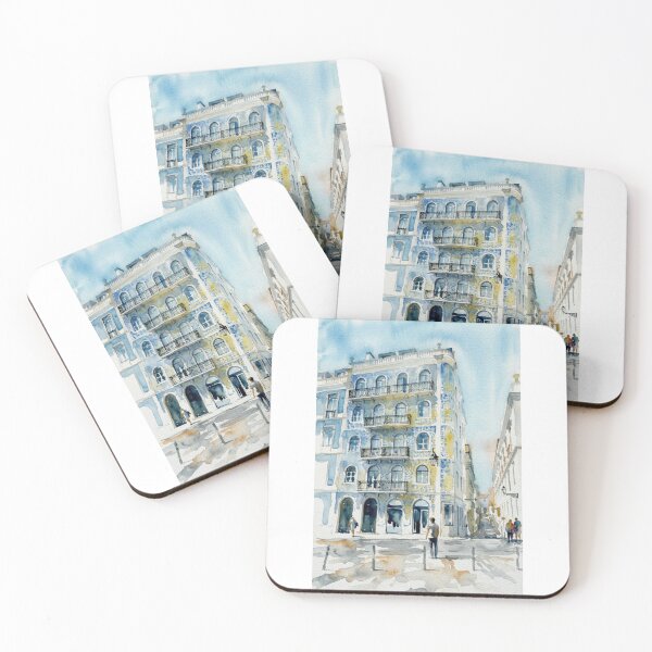 Item preview, Lisbon Blue Tiled Building Watercolor designed and sold by caracatita75.
