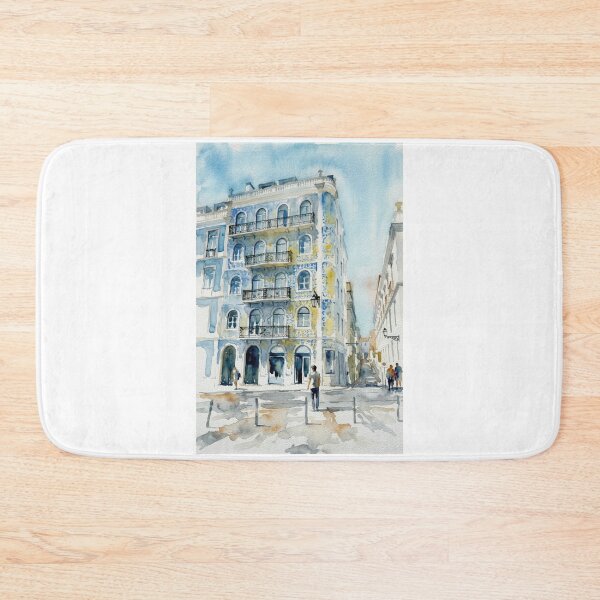 Item preview, Lisbon Blue Tiled Building Watercolor designed and sold by caracatita75.