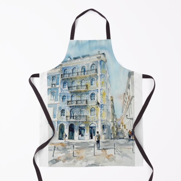 Item preview, Lisbon Blue Tiled Building Watercolor designed and sold by caracatita75.