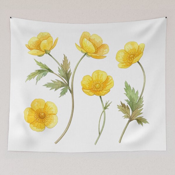 Item preview, Yellow Buttercup Watercolor Botanical Illustration designed and sold by Rutvain.
