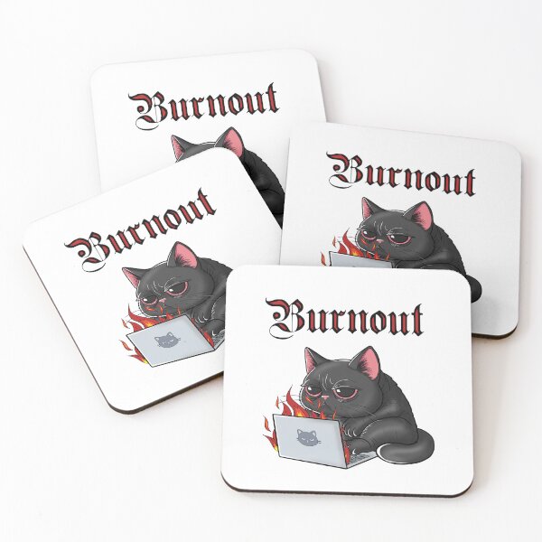 Item preview, Burnout Cat - Black Cat Working Remotely Meme designed and sold by BlackCat Vibe.