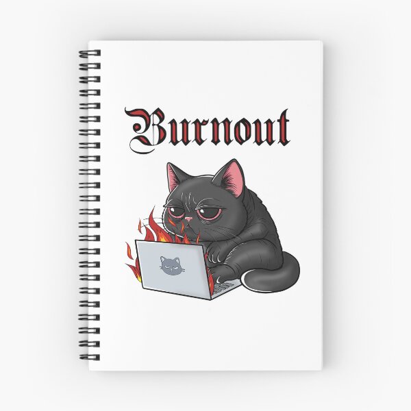 Item preview, Burnout Cat - Black Cat Working Remotely Meme designed and sold by BlackCat Vibe.