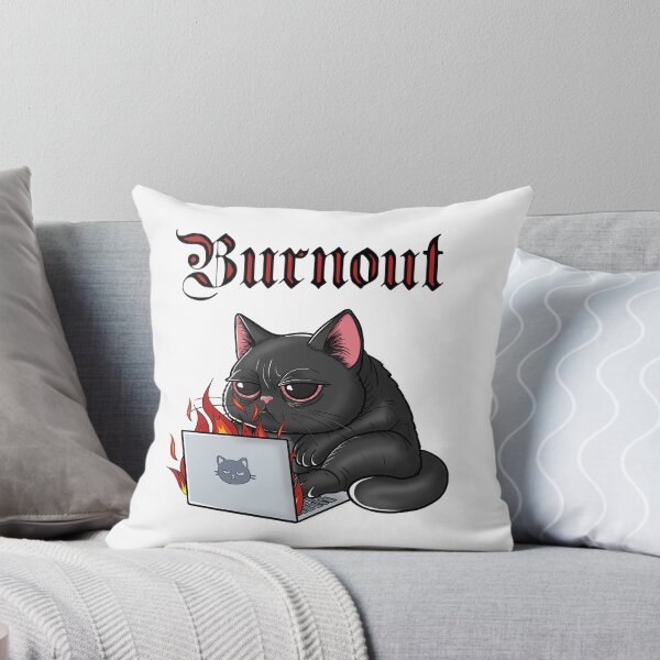Item preview, Burnout Cat - Black Cat Working Remotely Meme designed and sold by BlackCat Vibe.