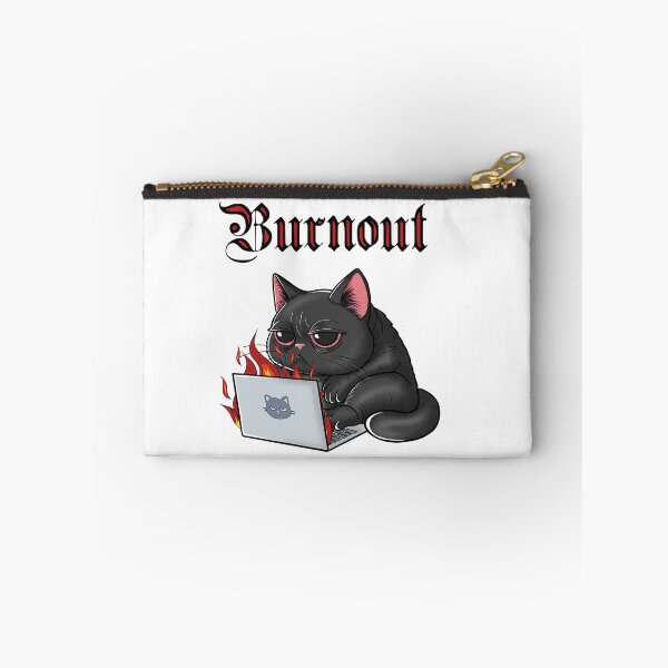 Item preview, Burnout Cat - Black Cat Working Remotely Meme designed and sold by BlackCat Vibe.