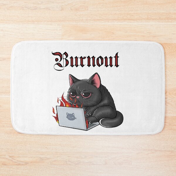 Item preview, Burnout Cat - Black Cat Working Remotely Meme designed and sold by BlackCat Vibe.