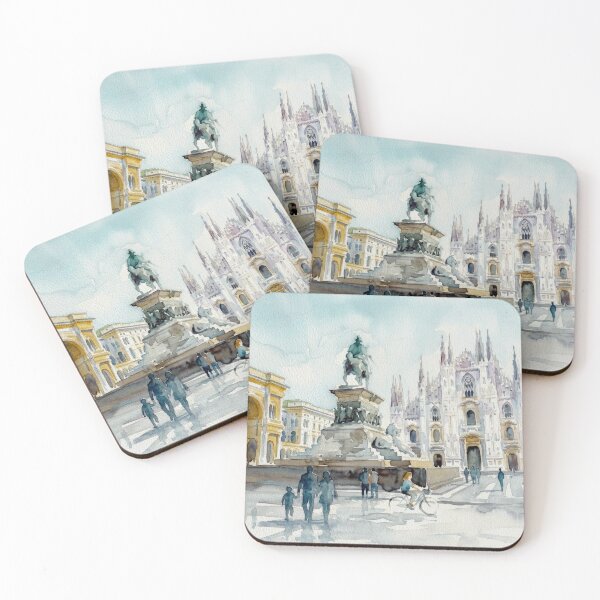Item preview, Milan Duomo Cathedral Square Watercolor designed and sold by caracatita75.