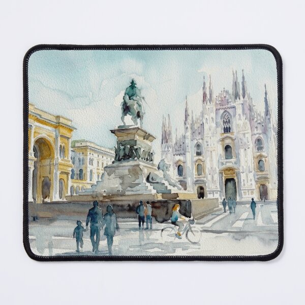 Item preview, Milan Duomo Cathedral Square Watercolor designed and sold by caracatita75.