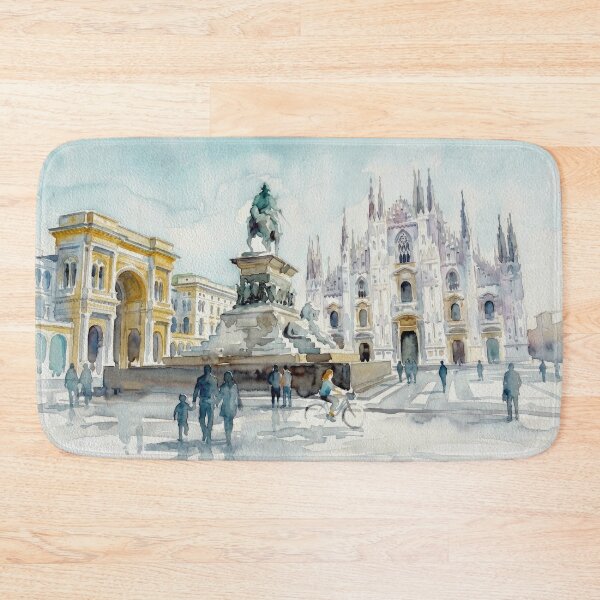 Item preview, Milan Duomo Cathedral Square Watercolor designed and sold by caracatita75.