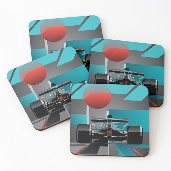 Item preview, Formula One graphic poster Bauhaus design Mercedes colors designed and sold by blackdogshop.