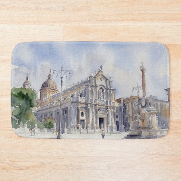Item preview, Piazza del Duomo Catania Sicily Watercolor designed and sold by caracatita75.