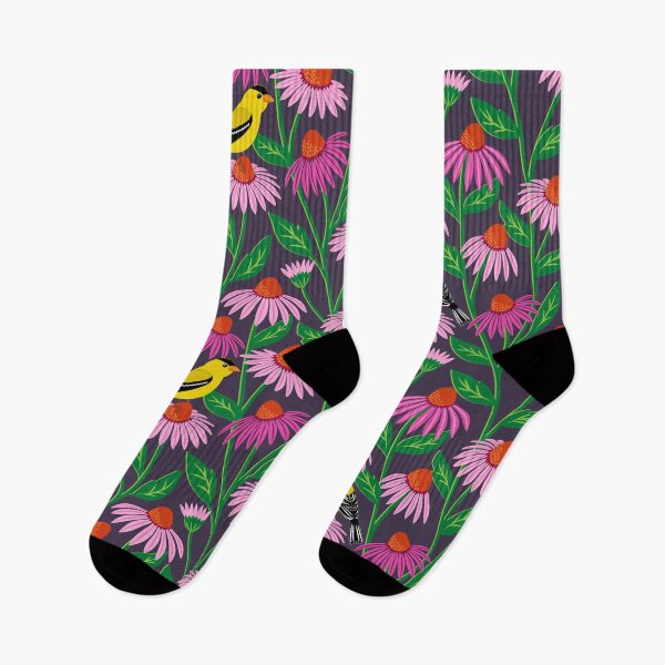 Item preview, Goldfinch birds with pink coneflowers designed and sold by Jennifer Ladd.
