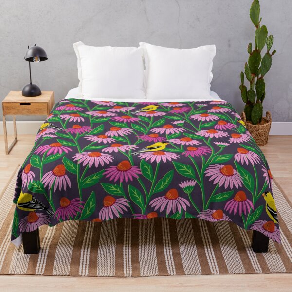 Item preview, Goldfinch birds with pink coneflowers designed and sold by Jennifer Ladd.