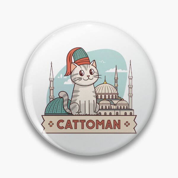 Item preview, Cattoman - Cute Ottoman Cat with Fez and Istanbul Mosque Illustration designed and sold by asliberry.