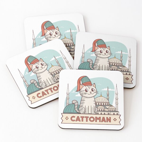 Item preview, Cattoman - Cute Ottoman Cat with Fez and Istanbul Mosque Illustration designed and sold by asliberry.