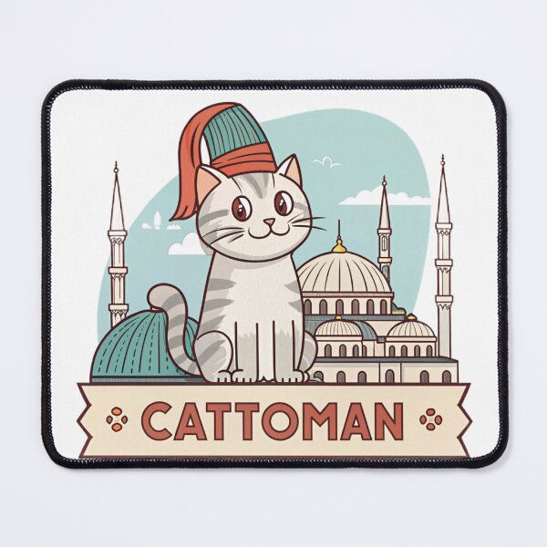 Item preview, Cattoman - Cute Ottoman Cat with Fez and Istanbul Mosque Illustration designed and sold by asliberry.