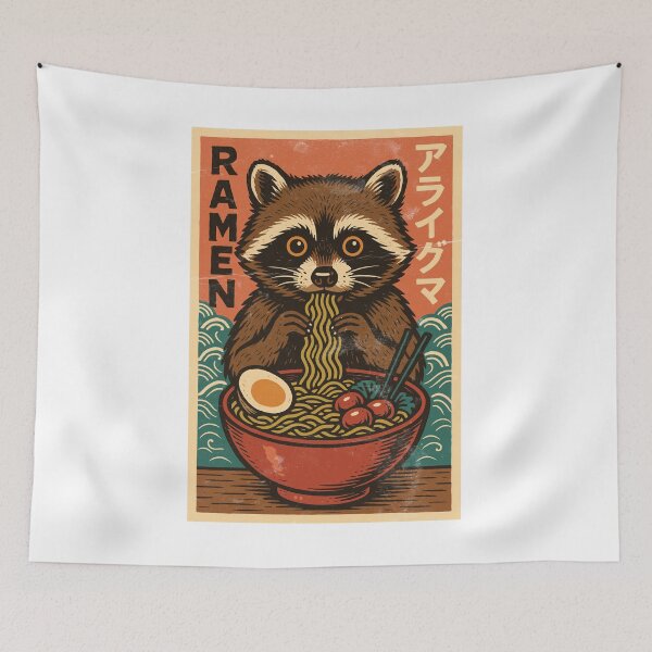 Item preview, Ramen Lover Raccoon - Retro Japanese Kawaii Anime Art designed and sold by YYoYY.