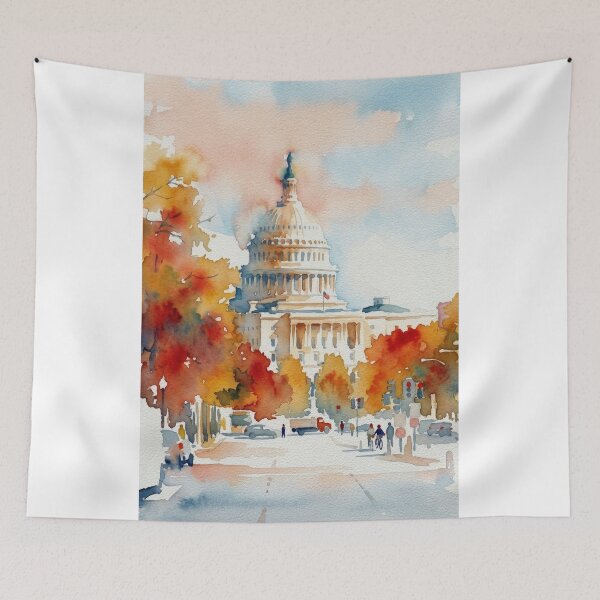 Item preview, Washington DC Capitol Autumn Watercolor  designed and sold by caracatita75.