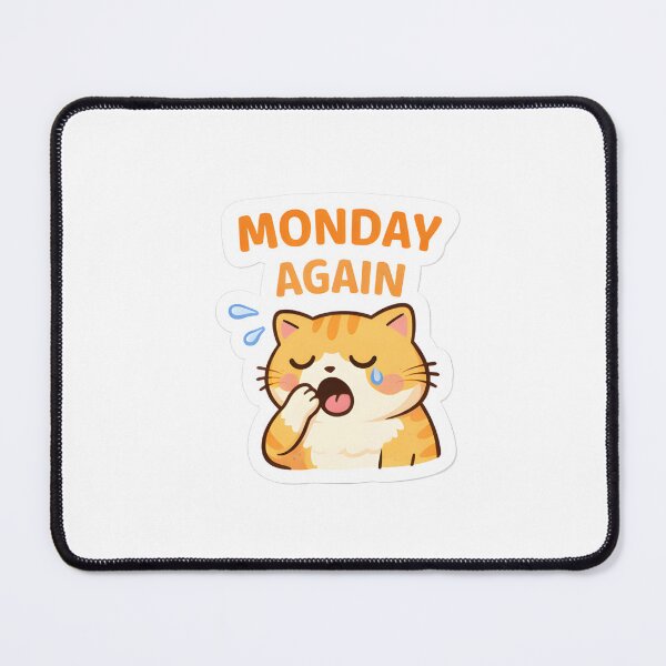 Item preview, Monday Again Cat Sticker Funny Relatable Work Mood designed and sold by Luxers Sticker Shop.