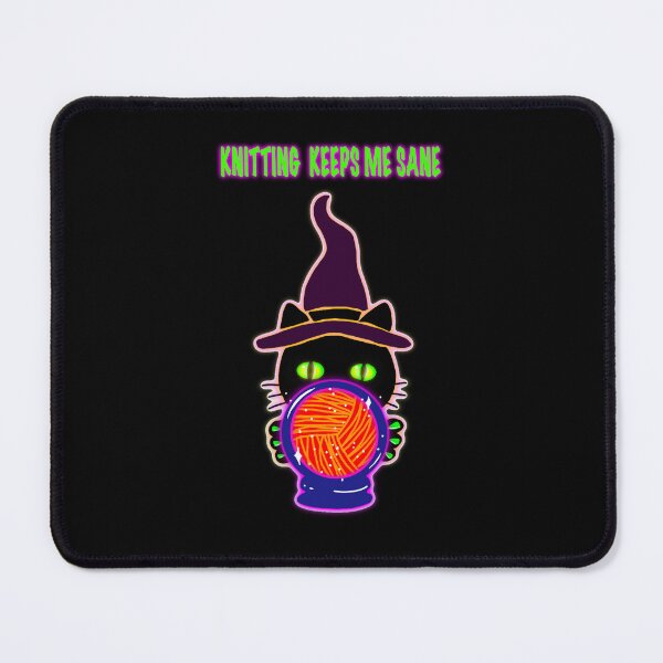Item preview, Knitting Keeps Me Sane – Neon Witch Cat Knitting Sticker designed and sold by ArtyWares.