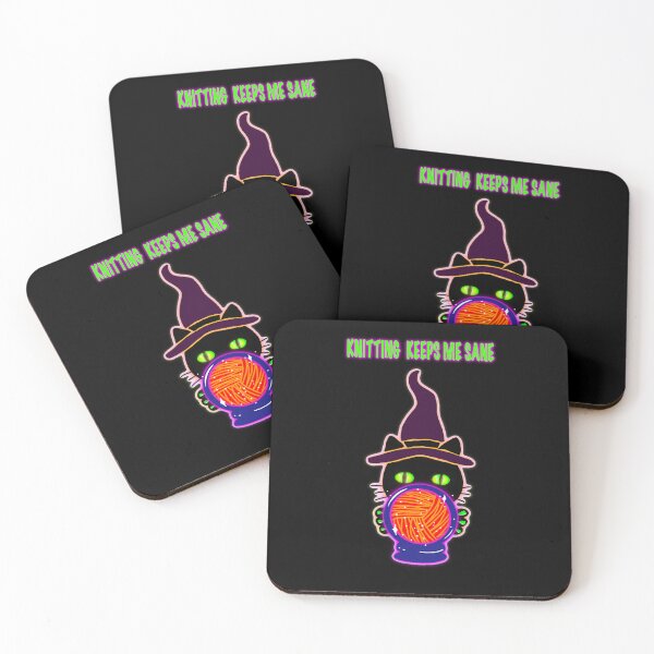 Item preview, Knitting Keeps Me Sane – Neon Witch Cat Knitting Sticker designed and sold by ArtyWares.
