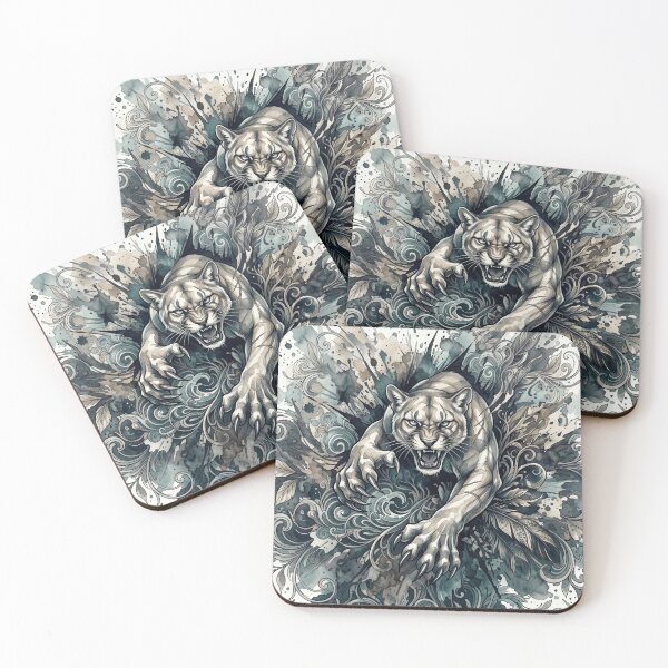 Item preview, Roaring Panther Watercolor Ink Drawing designed and sold by MarCinu Art.