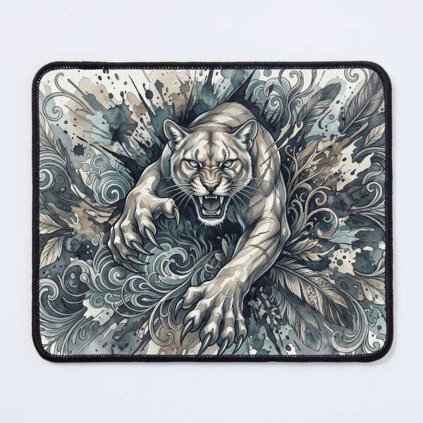 Item preview, Roaring Panther Watercolor Ink Drawing designed and sold by MarCinu Art.